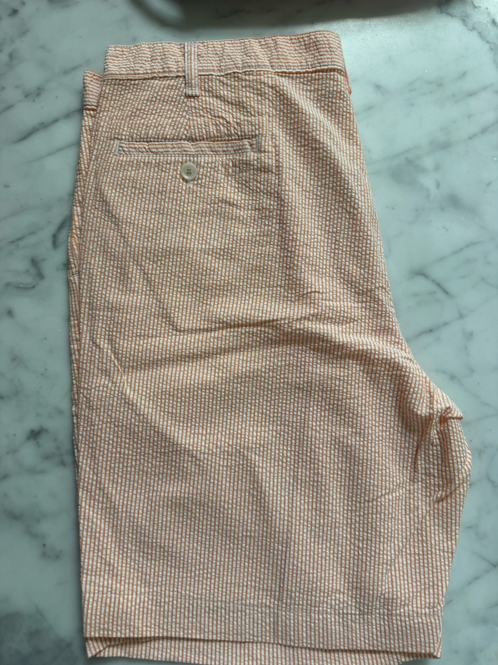 Parker Peach and White Striped Seersucker Shorts - Picture 3 of 4